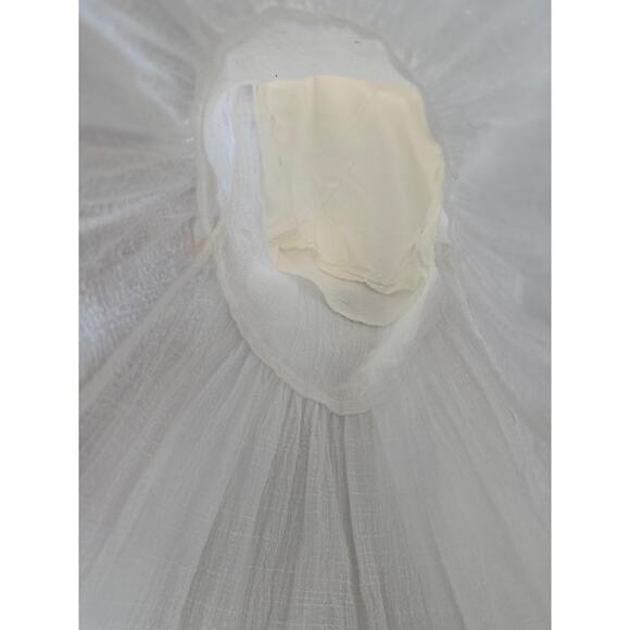 Storia Cream Wide Leg Ruffle Boho Pants Smocked Waist Tiered Hem L - Picture 8 of 8